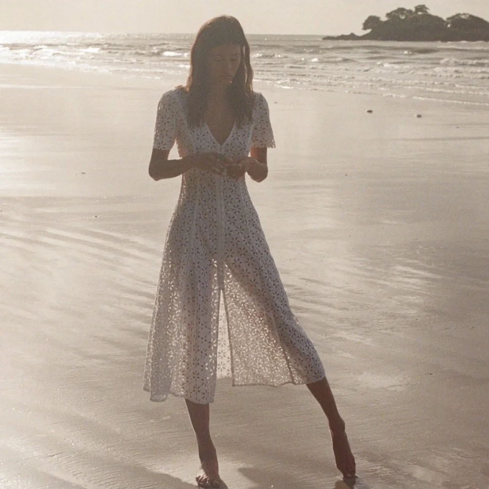PALM Sophia Button Up White Eyelet Dress Coverup NWT - Picture 5 of 16